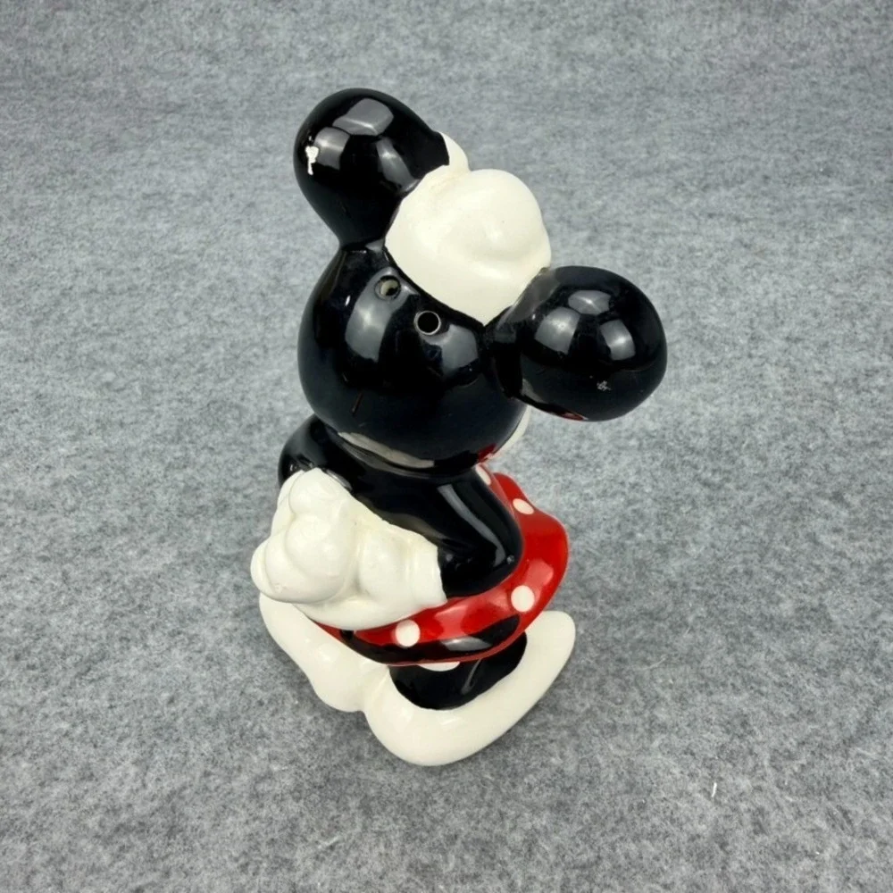 Disney Minnie Mouse Jerry Leigh Ceramic Salt Pepper Shaker Red Polka Dot 6”